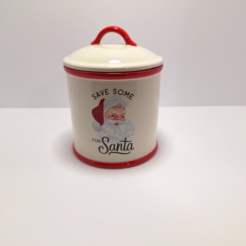 Hallmark Save Some For Santa Ceramic Cookie Jar Retro Christmas Treat Canister